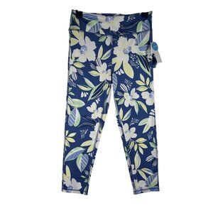 Liberty Valor Girls Floral Capri Leggings W/Scrunchie Navy/White/Green XL NEW